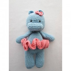 hand made crochet hippo ballerina toy