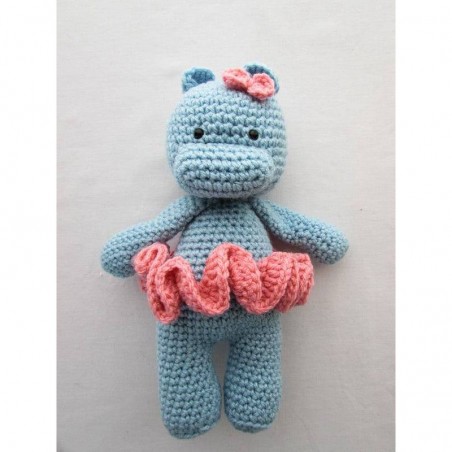 Crochet hippo ballerina toy