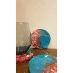 Blue and red Resin Coasters