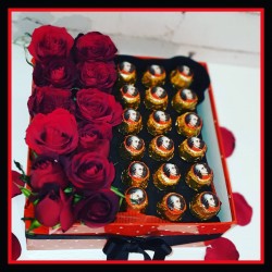 Flower box with luxury chocolates